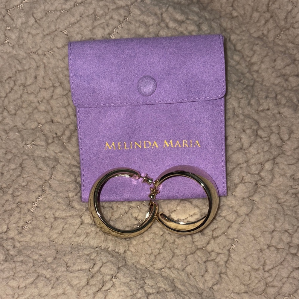 Melinda Maria gold Hoop Earrings with Purple Pouch